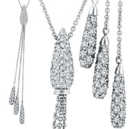 Picture of 14K White Gold Diamond Centerpiece & Drops Cable Chain Necklace