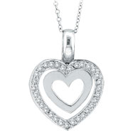 Picture of 14K White Gold .28ct Diamond Double Heart Pendant On Cable Chain Necklace