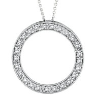 Picture of 14K White Gold .53ct Diamond Eternity Circle Pendant On Cable Chain Necklace