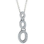 Picture of 14K White Gold .38ct Diamond Graduated Oval Pendant on Cable Chain Necklace