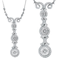 Picture of 14K White Gold Antique Style .86ct Diamond Pendant Necklace