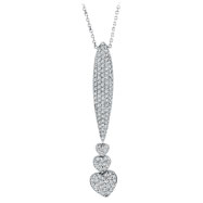 Picture of 14K White Gold 1.0ct Diamond Dangling Triple Heart Pendant On Cable Chain Necklace