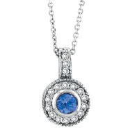 Picture of 14K White Gold .45ct Tanzanite & .22ct Diamond Pendant On Cable Chain Necklace
