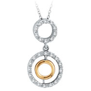 Picture of 14K Two-Tone Gold Diamond Circle Charm Cable Chain Necklace