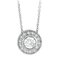 Picture of 14K White Gold 1.19ct Diamond Designer Circular Pendant On Cable Chain Neckalce
