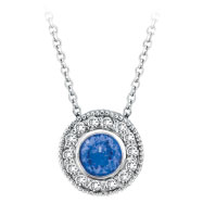 Picture of 14K White Gold .52ct Tanzanite & .17ct Diamond Circular Pendant On Cable Chain Designer Necklace
