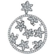 Picture of 14K White Gold 1.65ct Diamond Floral Circular Pendant Slide