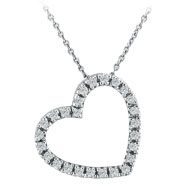 Picture of 14K White Gold .25ct Diamond Slanted Heart Pendant On Cable Chain Necklace G-H SI1-SI2