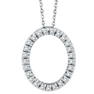 Picture of 14K White Gold .25ct Diamond Oval Pendant On Cable Chain Necklace