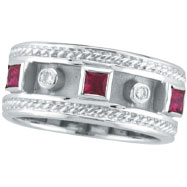 Picture of 14K White Gold Antique Style Ruby & .06ct Diamond Ring