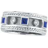 Picture of 14K White Gold Antique Style Sapphire & .06ct Diamond Ring