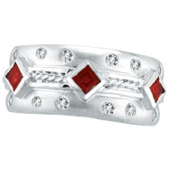 Picture of 14K White Gold Antique Style Ruby & .22ct Diamond Fashion Ring