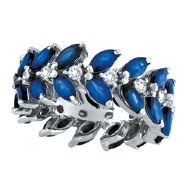 Picture of 14K White Gold Blue Sapphire and .63ct Diamond Eternity Ring Band