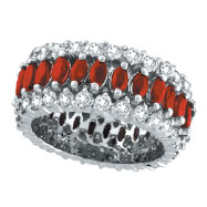 Picture of 14K White Gold 2.39ct Diamond and Ruby Eternity Band