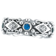 Picture of 14K White Gold Antique Style Sapphire & .18ct Diamond Fashion Ring