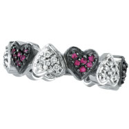 Picture of 14K White Gold Pink Sapphire and .25ct Diamond Heart Eternity Ring