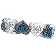 Picture of 14K White Gold Blue Sapphire and .25ct Diamond Heart Eternity Ring