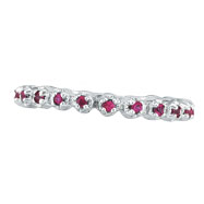 Picture of 14K White Gold Pink Sapphire Stackable Eternity Guard Ring
