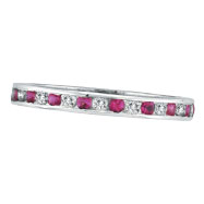 Picture of 14K White Gold Pink Sapphire & .50ct Diamond Channel Set Eternity Band