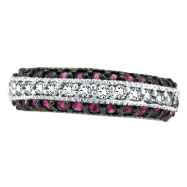 Picture of 14K White Gold Pink Sapphire & .29ct Diamond Fashion 3-Tier Ring