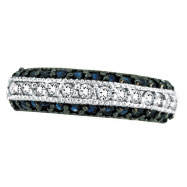 Picture of 14K White Gold Blue Sapphire & .29ct Diamond Fashion 3-Tier Ring