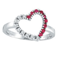 Picture of 14K White Gold .13ct Diamond & .14ct Pink Sapphire Heart Ring