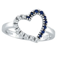 Picture of 14K White Gold .13ct Diamond & .13ct Sapphire Heart Ring