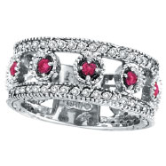 Picture of 14K White Gold .30ct Pink Sapphire Eternity and .42ct Diamond Ring Band