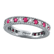 Picture of 14K White Gold .50ct Diamond and .51ct Pink Sapphire Ring Band
