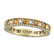 Picture of 14K Yellow Gold 0.50ct Diamond and 0.40ct Yellow Sapphire Eternity Ring Band