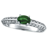 Picture of 14K White Gold Prong Setting .42ct Emerald and .38ct Diamond Ring