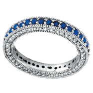 Picture of 14K White Gold 3-Tier .86ct Sapphire & .60ct Diamond Eternity Band Ring