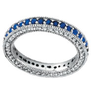 Picture of 14K White Gold 3-Tier .86ct Sapphire & .60ct Diamond Eternity Band Ring