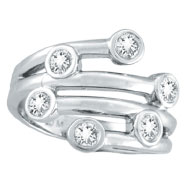 Picture of 14K White Gold Bezel Set Twirled .76ct Diamond Right Hand Ring