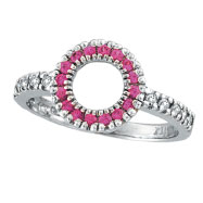 Picture of 14K White Gold .14ct Diamond & .22ct Pink Sapphire Circle Ring