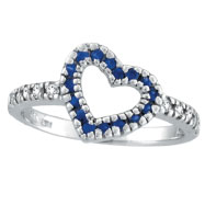 Picture of 14K White Gold .27ct Sapphire & .19ct Diamond Heart-Shaped Ring
