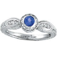 Picture of 14K White Gold .30ct Tanzanite With .14ct Diamond Bezel Rustic-Style Ring