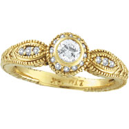 Picture of 14K Yellow Gold Bezel Set .40ct Diamond Rustic-Style Ring