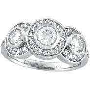Picture of 18K White Gold 1.76 Diamond Bezel 3 Large Stone Ring