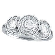 Picture of 18K White Gold 1.25ct Diamond Bezel 3 Large Stone Ring