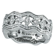 Picture of 14K White Gold Antique Style .22ct Diamond Zigzag Band Ring