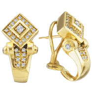 Picture of 18K Yellow Gold Antique-Style .68ct Diamond French-Style Post Earrings