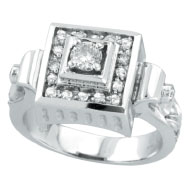 Picture of 18K White Gold Antique Style Square Multiple-Tiered .50ct Diamond Ring