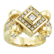 Picture of 18K Yellow Gold Diamond-Shaped Antique Style .50ct Diamond Fashion Ring