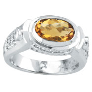 Picture of 14K White Gold 1.65 Citrine & .22ct Diamond Oval-Shaped Ring