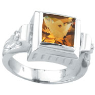 Picture of 14K White Gold 2.44ct Citrine & .05ct Diamond Antique Style Square Ring
