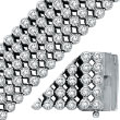 14K White Gold Five Row Diamond Bezel Set Wide Bracelet
