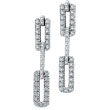 14K White Gold 1.0ct Diamond Double Rectangular Bar Dangle Earrings