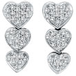 14K White Gold 1.27ct Diamond Triple Graduated Heart Earrings