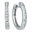14K White Gold .50ct Diamond Channel Set Hoop Earrings